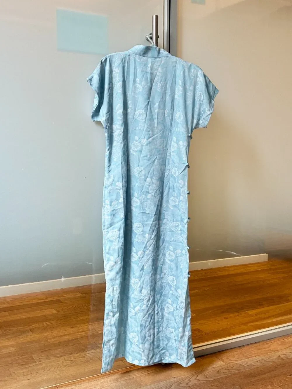 Blue White Flora Printed Qipao Long Dress - Chinese Traditional Cheongsam